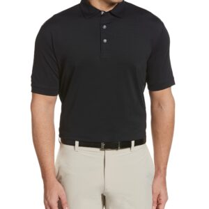 Callaway Men's Golf Short Sleeve Tonal Stripe Polo Shirt, Black, X-Large