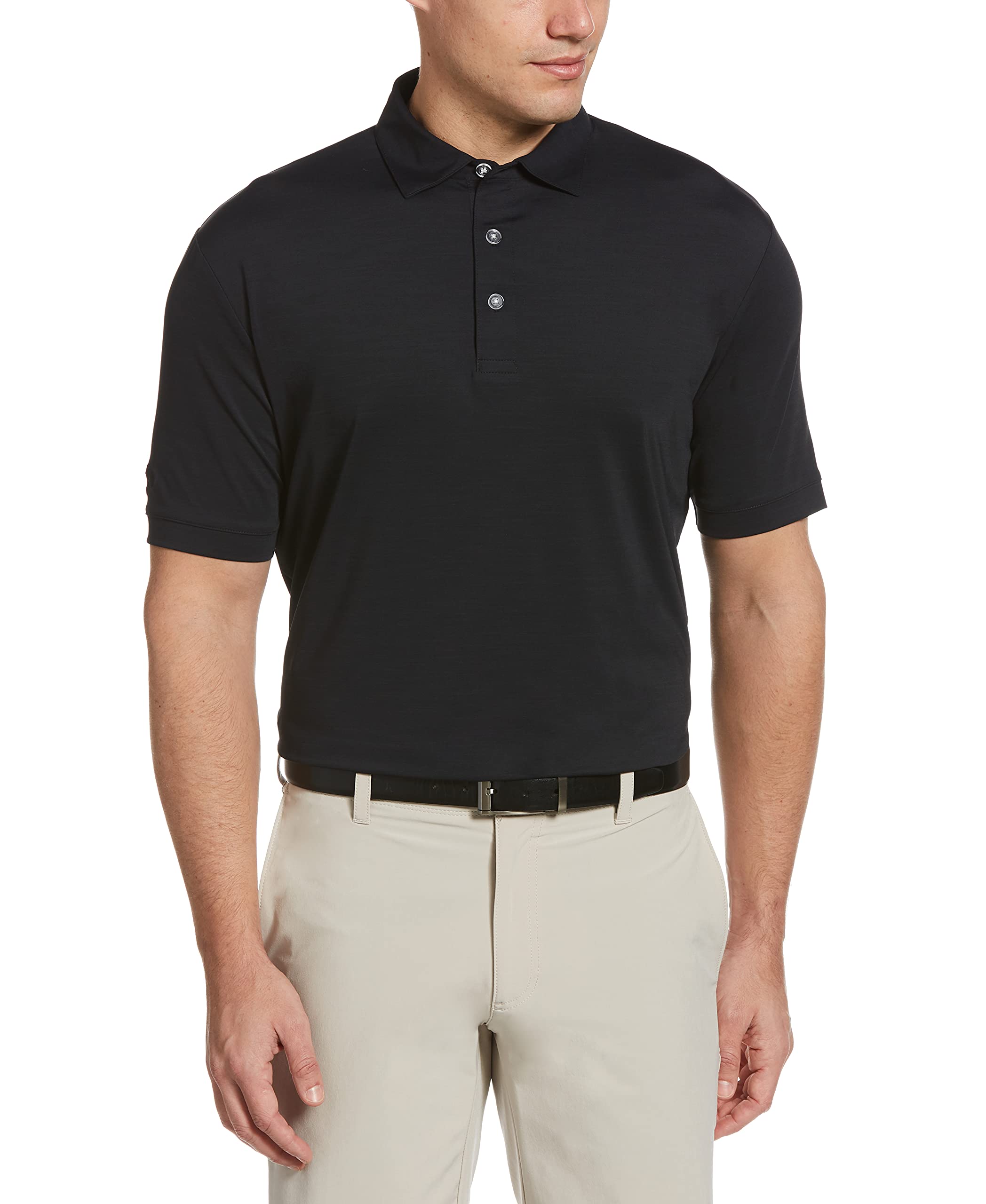 Callaway Men's Golf Short Sleeve Tonal Stripe Polo Shirt, Black, X-Large