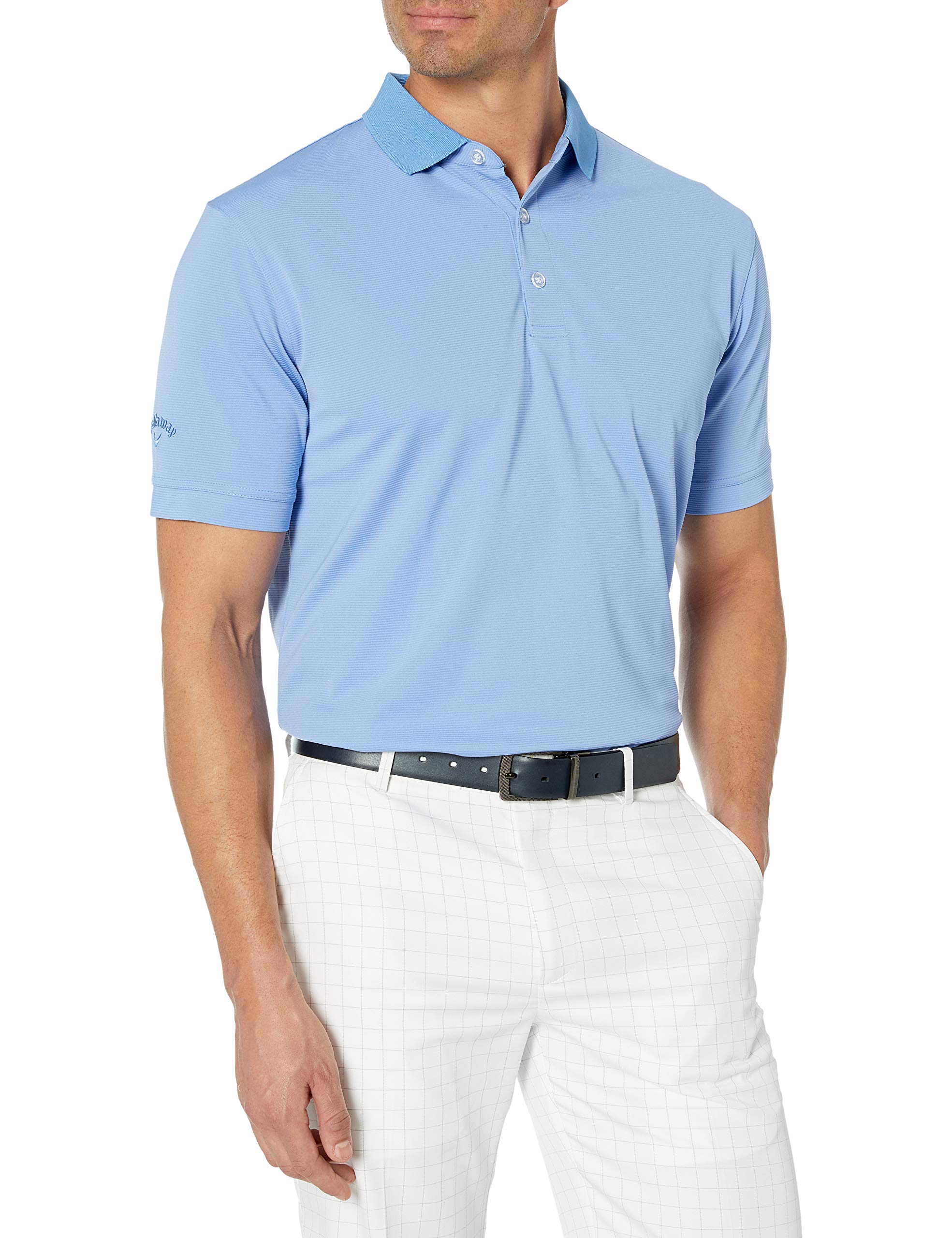 Callaway Men's Golf Short Sleeve Solid Ottoman Polo Shirt, Provence, Large