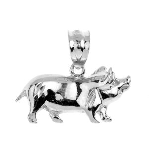 animal kingdom high polish .925 sterling silver pig charm pendant