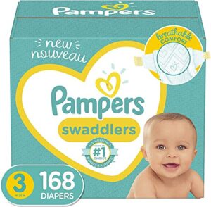 diapers size 3, 168 count - pampers swaddlers disposable baby diapers, one month supply