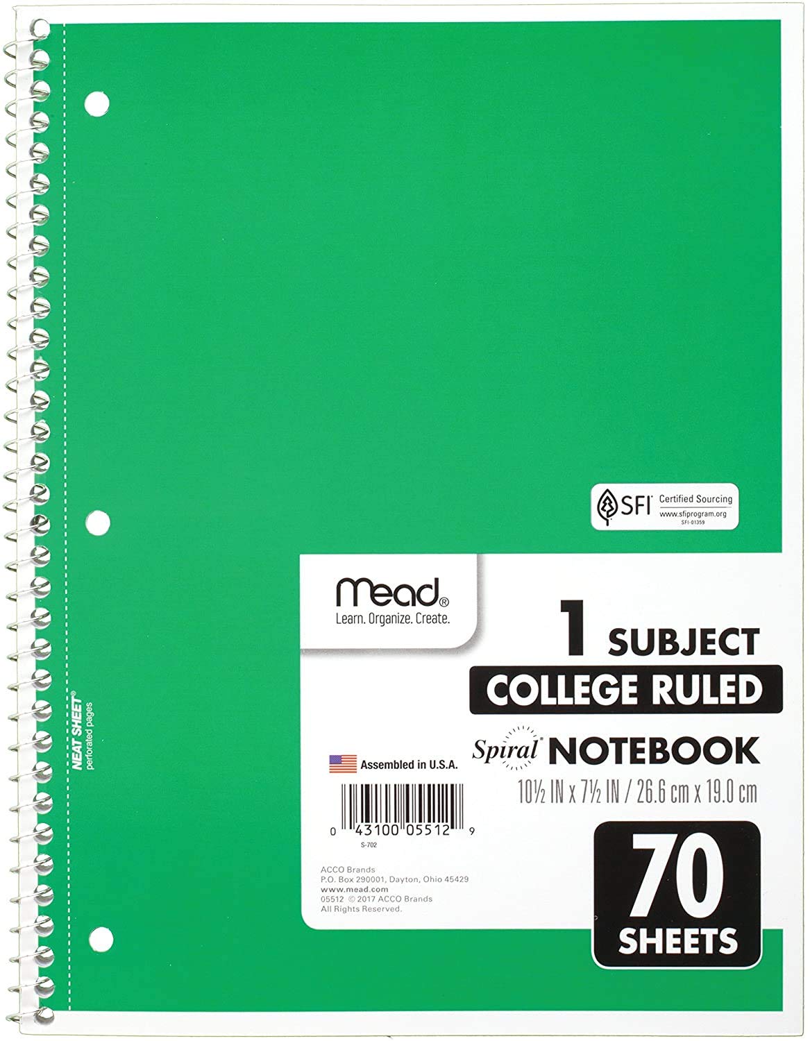 Mead Spiral Notebooks, 1 Subject, College Ruled, 70 Sheets, 24 Pack (73705)