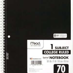 Mead Spiral Notebooks, 1 Subject, College Ruled, 70 Sheets, 24 Pack (73705)