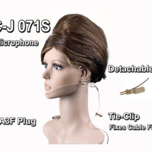 J K Pro Headset Headworn Microphone MIC-J 071S Compatible with AKG Samson Wireless Transmitter - Mini XLR 3Pin Connector