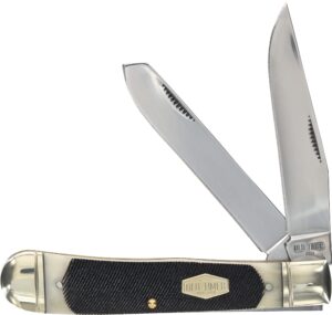 old timer 95otb genuine bone large gunstock trapper 7.3in s.s. traditional folding knife with 3.1in clip point and bone handle for outdoor, hunting, camping and edc