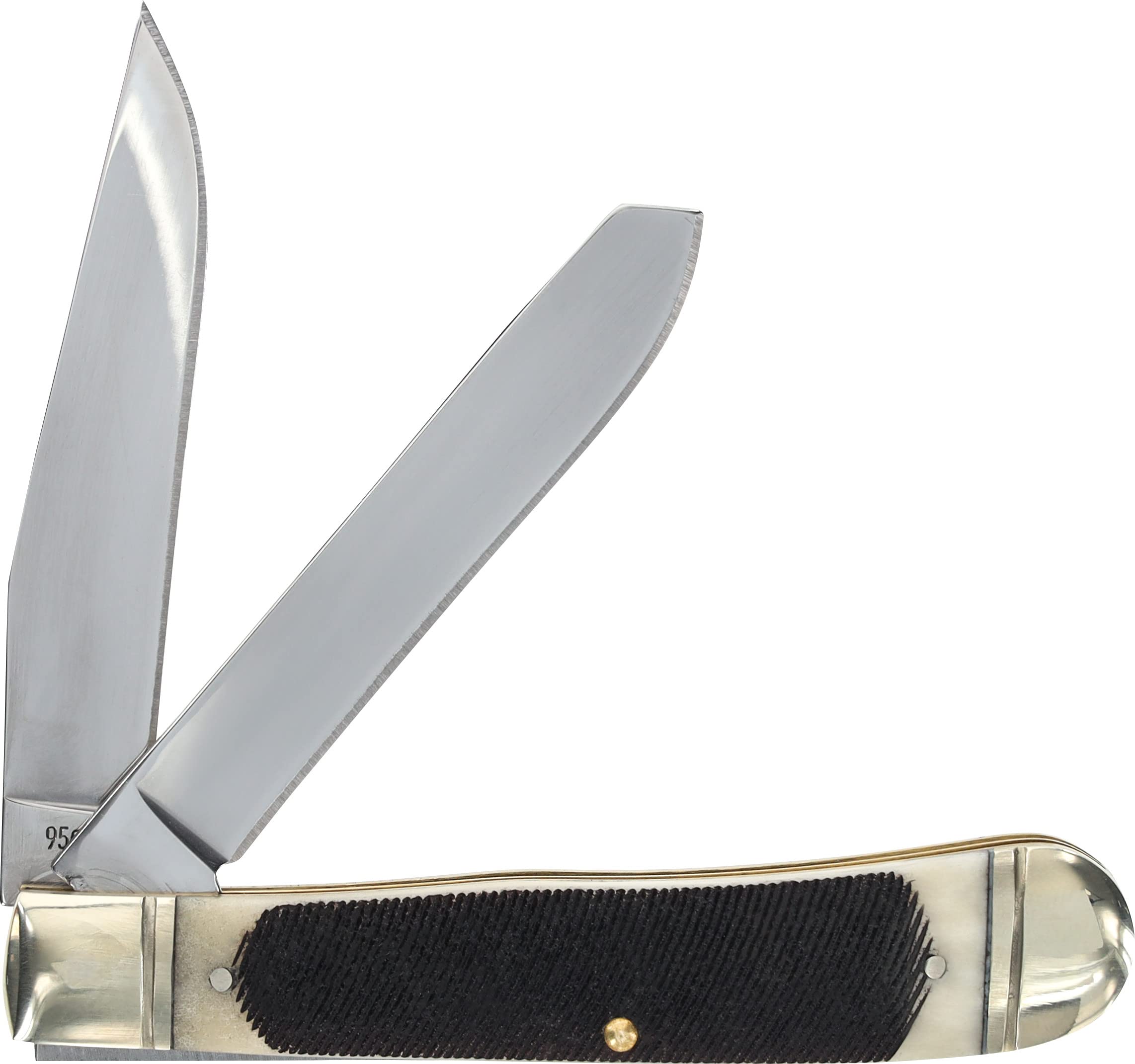 Old Timer 95OTB Genuine Bone Large Gunstock Trapper 7.3in S.S. Traditional Folding Knife with 3.1in Clip Point and Bone Handle for Outdoor, Hunting, Camping and EDC