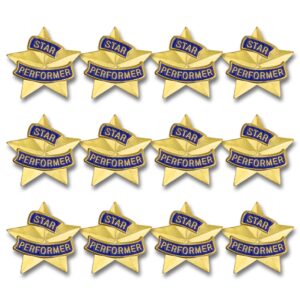 SHOP AWARDS AND GIFTS Star Performer Lapel Pins for Students, Appreciation, Reward, School, Employee Recognition, Bulk Pack of 12, Poly Bagged, 7/8 Inch