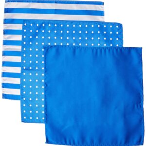 STACY ADAMS mens 3 Pack Satin Solid Striped Dots With Pocket Squares Necktie, Blue, One Size US