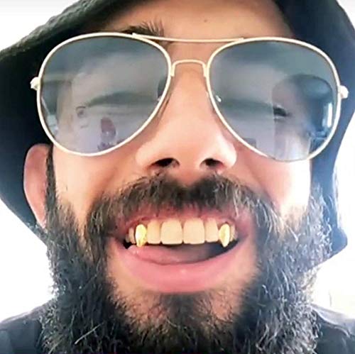 14k Gold Plated Vampire Fang Single Cap One Tooth Top Canine Custom Tooth Dracula Grillz