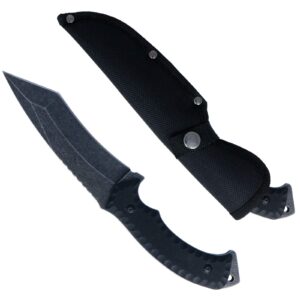 wartech hml01 milspec stonewashed blade with g10 handle hunting knife, 10.5" , black