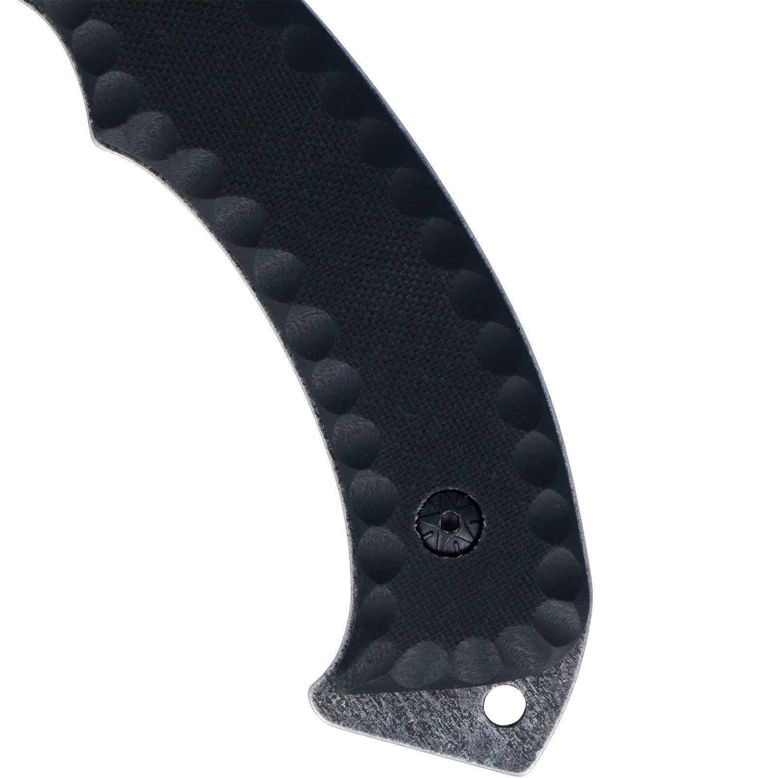 Wartech HML01 Milspec Stonewashed Blade with G10 Handle hunting Knife, 10.5" , Black