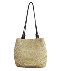 tonwhar european style straw bag purse woven summer beach tote for women (natural)