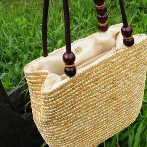 TONWHAR European Style Straw Bag Purse Woven Summer Beach Tote for women (Natural)