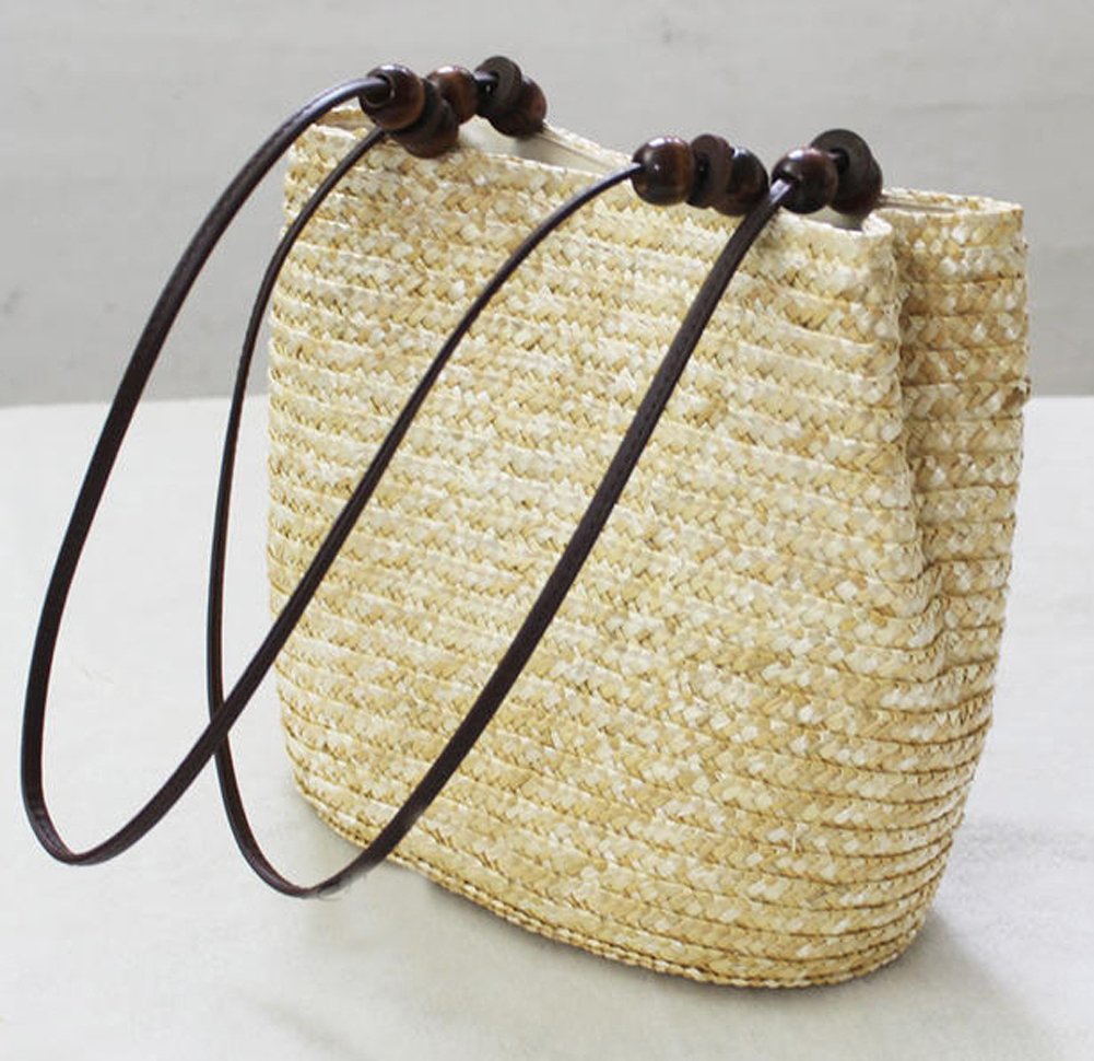 TONWHAR European Style Straw Bag Purse Woven Summer Beach Tote for women (Natural)