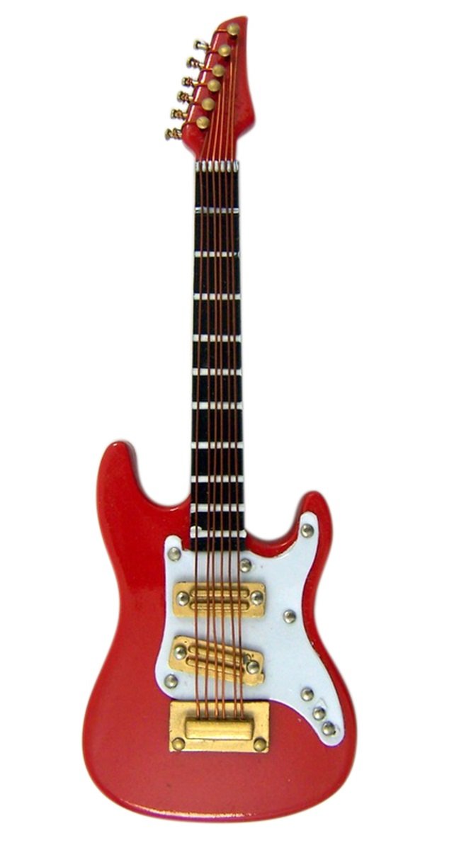 Red Electric Guitar Miniature Replica Magnet, Size 4 inch