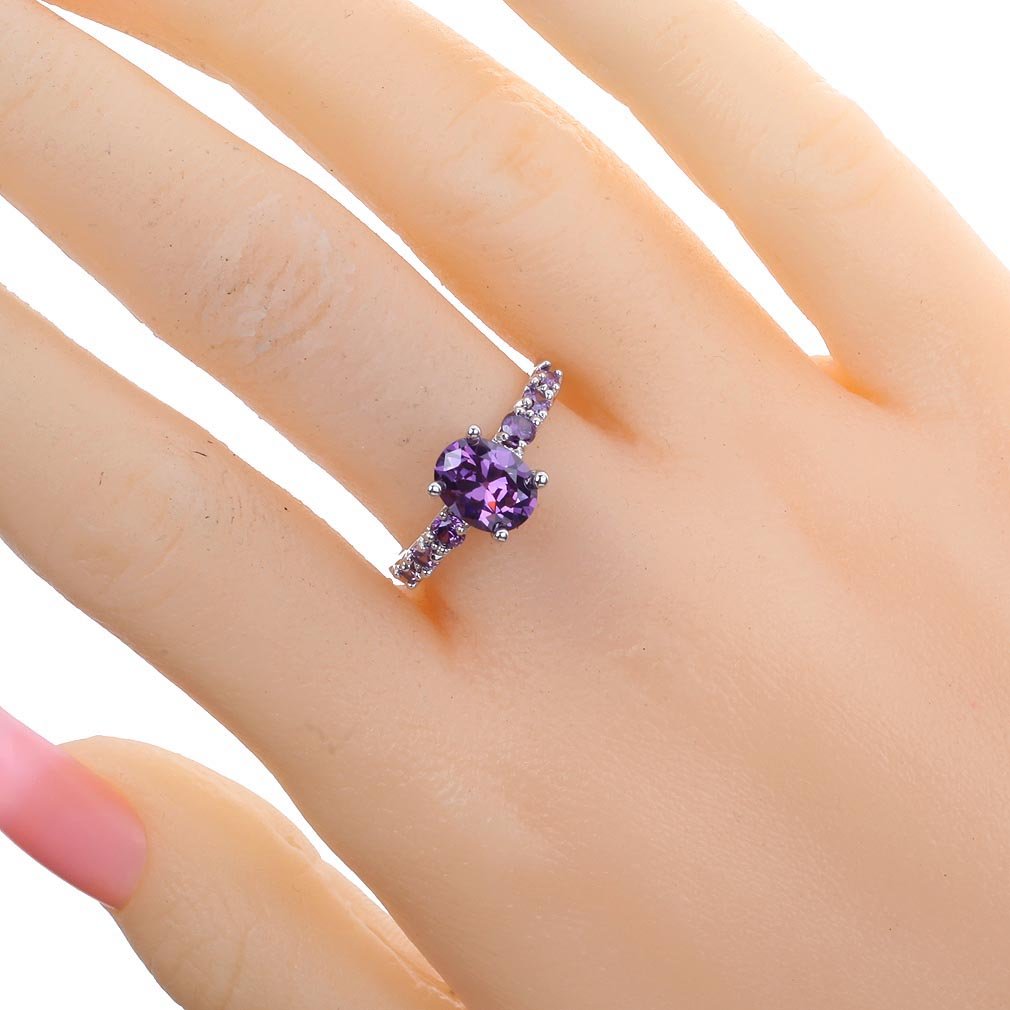 YAZILIND Stunning Wedding Bridal Cubic Zirconia Purple Engagement Ring For Women Size 10