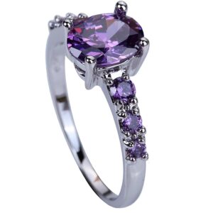 yazilind wedding bridal purple cubic zirconia engagement ring for women size6