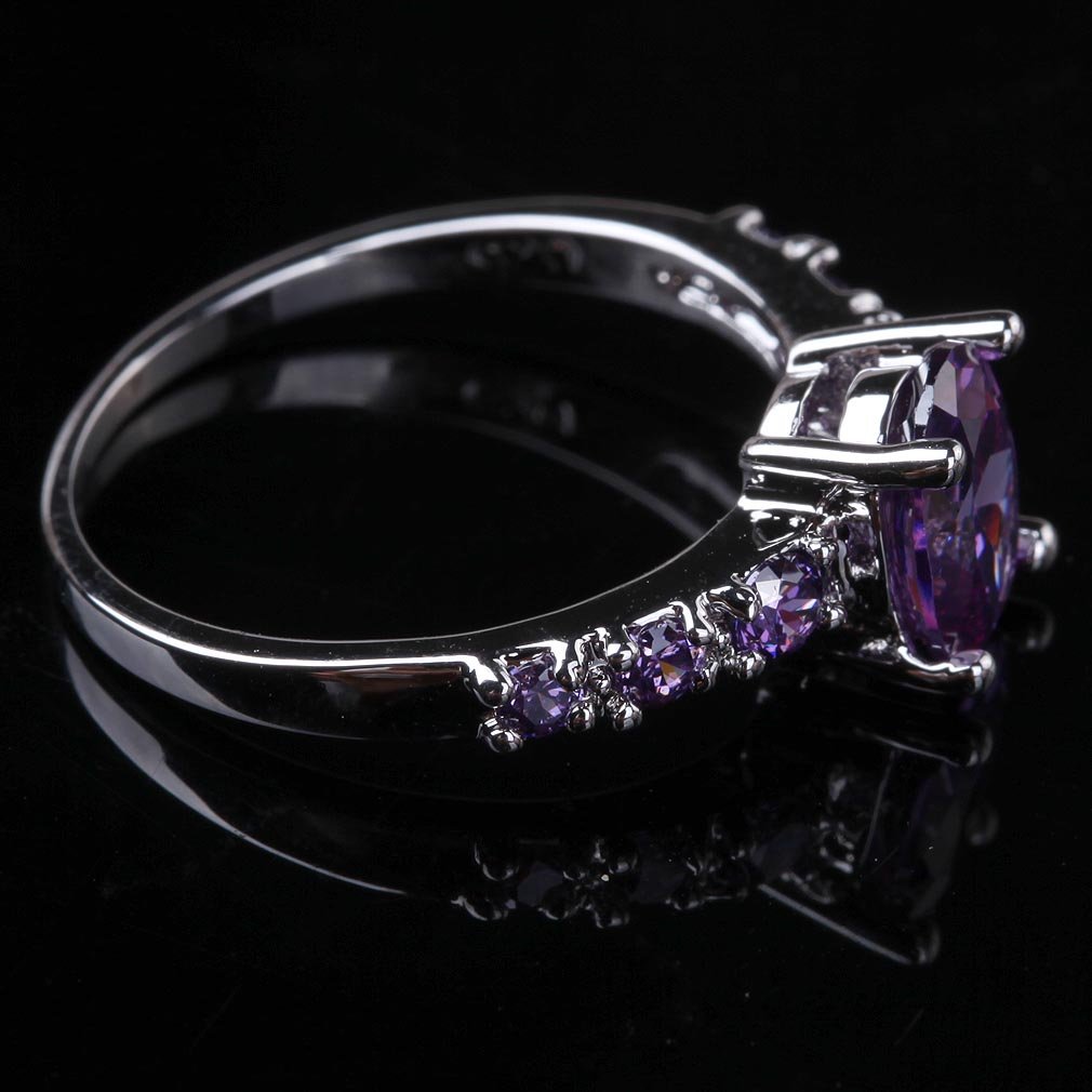 YAZILIND Wedding Bridal Purple Cubic Zirconia Engagement Ring For Women Size6