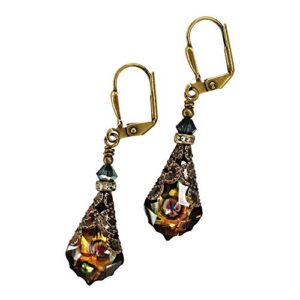 HisJewelsCreations Antique Inspired Vintage Victorian Dangle Drop Earrings for Women Jewelry Gift for Her (Peacock)