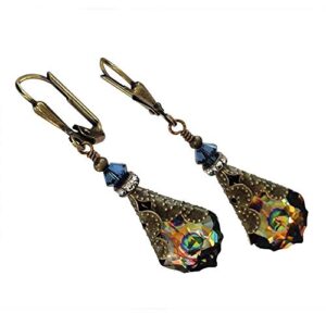 HisJewelsCreations Antique Inspired Vintage Victorian Dangle Drop Earrings for Women Jewelry Gift for Her (Peacock)