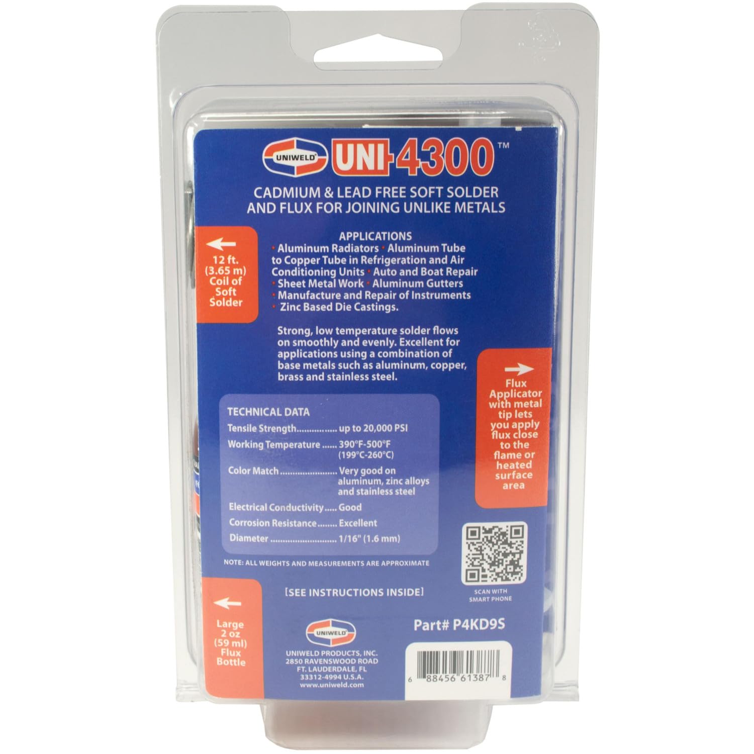 Uniweld P4KD9S Aluminum Soft Solder Kit with Metal Tip Flux Applicator 2 x 3.25 x 1 inches