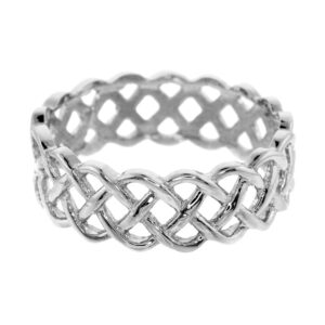 Fine 14k White Gold Celtic Knot Band Eternity Ring (Size 7)