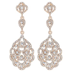 zinc mecresh wedding teardrop dangle earrings crystal rhinestone beaded chandelier earrings for brides gold