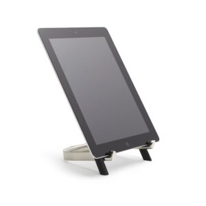 Umbra Udock Tablet/Phone Holder, Phone Easel/Tablet Easel -- Great For Kitchen, Props Up Your Screen So You Can Follow Along With Recipes, Read/Watch Online Content, Black/Nickel Finish