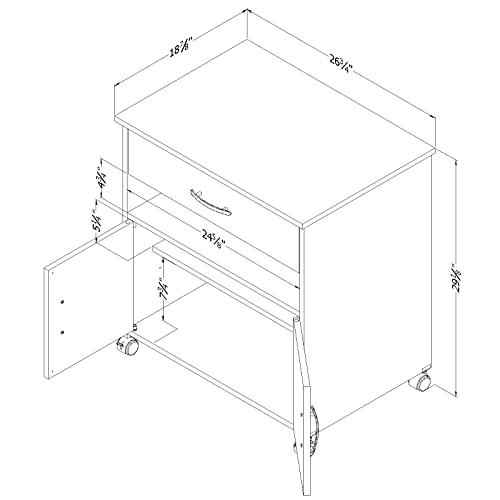 South Shore 2-Door Printer Stand with Storage on Wheels, Pure White