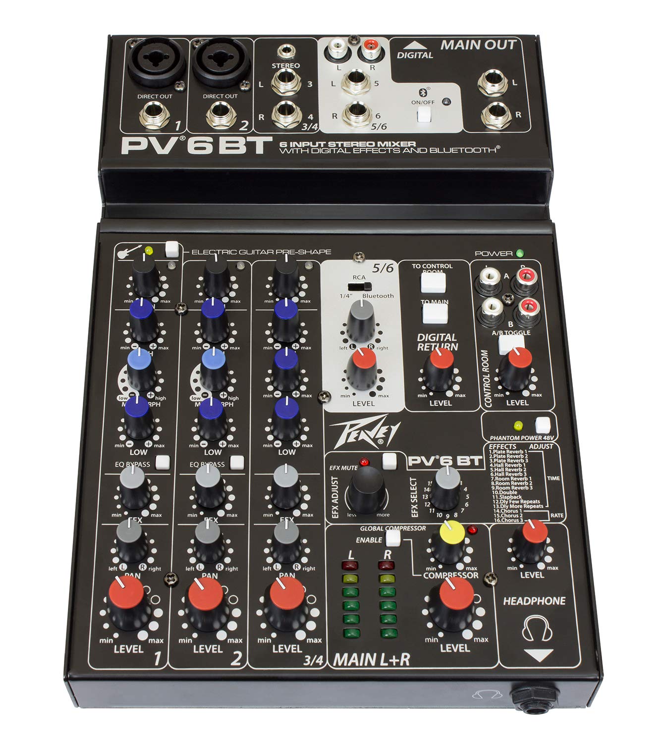 Peavey PV 6 BT 6 Channel Compact Mixer with Bluetooth