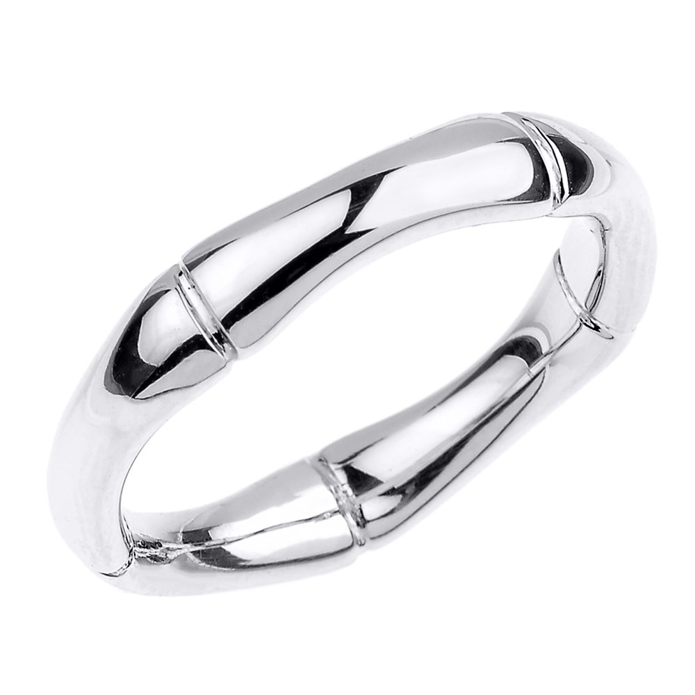 925 Sterling Silver Bamboo Style Wedding Ring (Size 7)