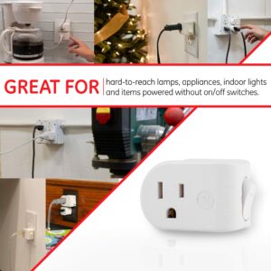 GE Grounded Power Switch, Outlet Extender, 3-Prong, Easy to Install, for Indoor Lights and Small Appliances, Energy Efficient Adapter, Space Saving Design, UL Listed, White, 25511