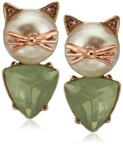 betsey johnson cat stud earrings