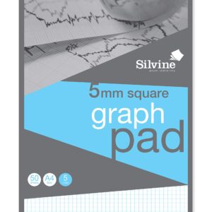 Silvine A4 Professional Graph Pad. 50 Sheets of Quality 90gsm Paper, Printed 5mm Squares. Ref A4GPX