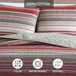 Eddie Bauer - King Quilt Set, Reversible Cotton Bedding with Matching Shams, Home Decor for All Seasons (Yakima Red, King)