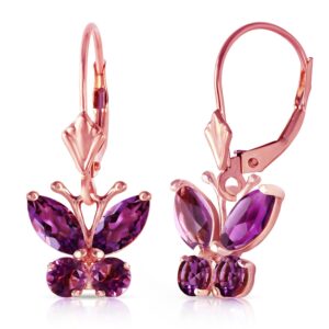 Galaxy Gold GG 14k Rose Gold Amethyst Butterfly Earrings