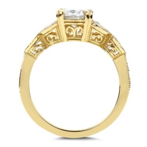 Kobelli Antique Style Round-cut Moissanite Engagement Ring 1 1/5 CTW 14k Yellow Gold, Size 10.5