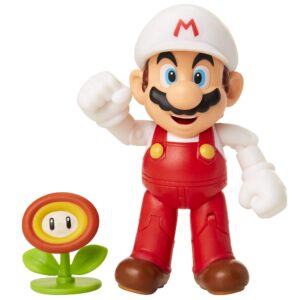 Super Mario Fire Mario Figure with Fire Flower Accessory