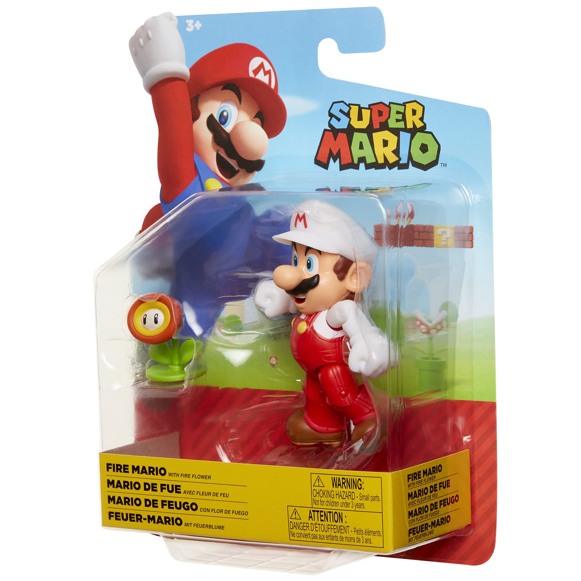 Super Mario Fire Mario Figure with Fire Flower Accessory