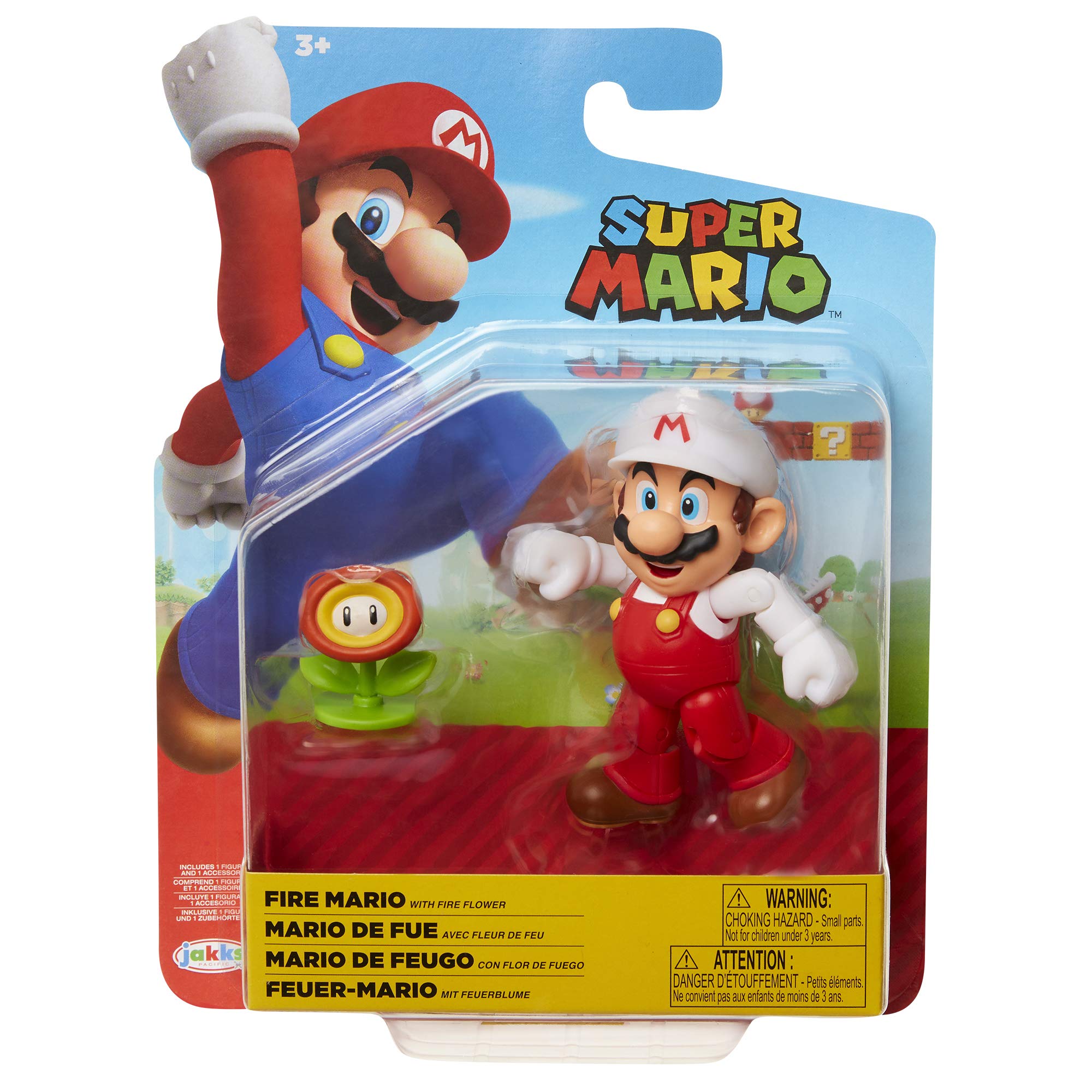 Super Mario Fire Mario Figure with Fire Flower Accessory