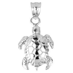 925 sterling silver detailed turtle shell charm pendant