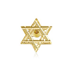 14k REAL Yellow Gold Star of David Stud Earrings (10 x 10 mm)