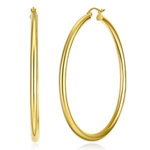 14k REAL Yellow Gold 3mm Thickness Hoop Earrings (55x 55 mm)