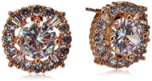 anne klein "hey" rose gold-tone/crystal elevated stud earrings