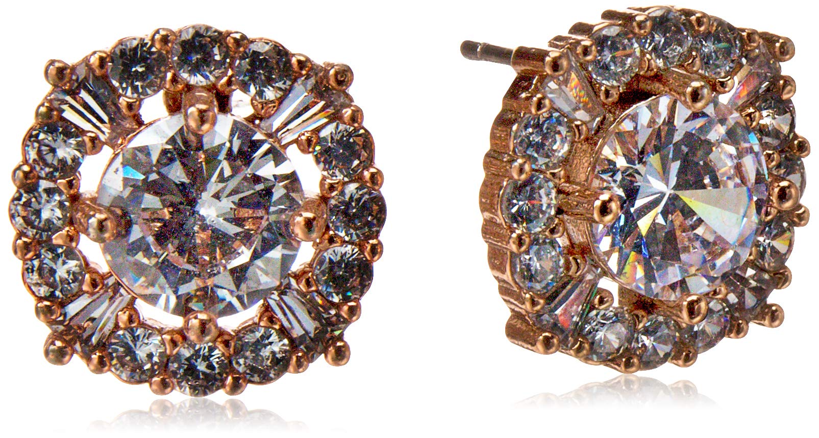 Anne Klein "Hey" Rose Gold-Tone/Crystal Elevated Stud Earrings