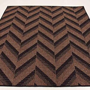 Unique Loom Outdoor Modern Collection Area Rug - Chevron (5' 4" Square, Brown/ Black)