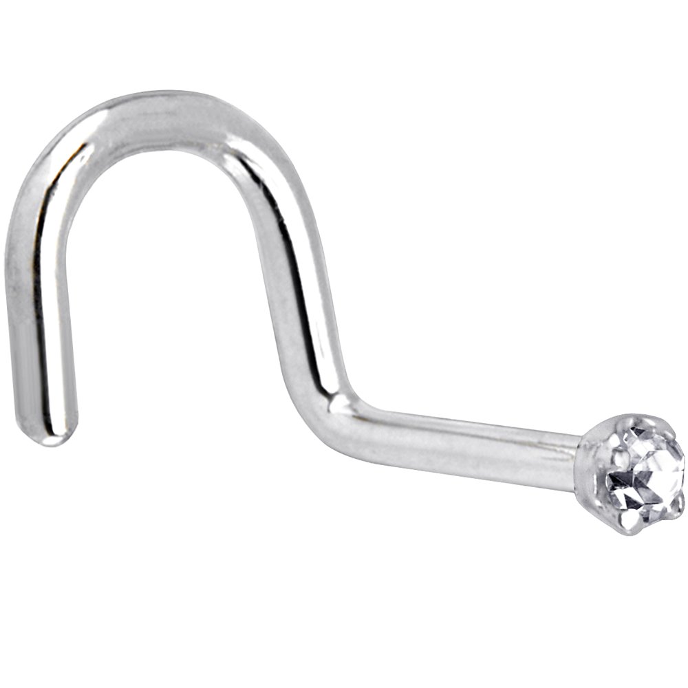 Body Candy 14k White Gold 1.5mm Diamond (0.015 cttw) Right Nostril Screw 18 Gauge