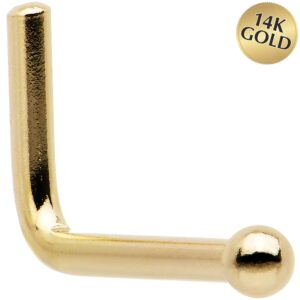 Body Candy 18 Gauge 14k Yellow Gold 1.5mm Ball L-Shaped Nose Ring