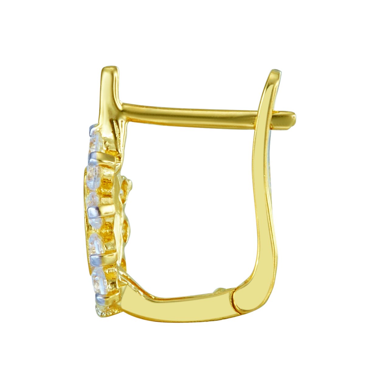 14k REAL Yellow Gold CZ Our Lady of Guadalupe Huggie Hoop Earrings