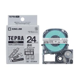 king jim st24kw tepra pro strong adhesive, 0.9 inches (24 mm), clear tape cartridge